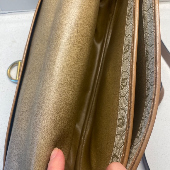 Vintage CHRISTIAN DIOR Crossbody Shoulder Bag Gold HW Brown Leather - Picture 12 of 12